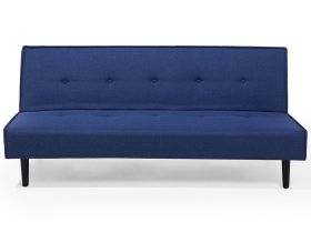Sofa Bed Blue 3 Seater Buttoned Seat Click Clack 