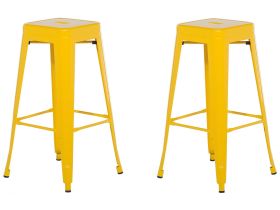 Set of 2 Bar Stools White Metal 76 cm Stackable Counter Height Industrial 