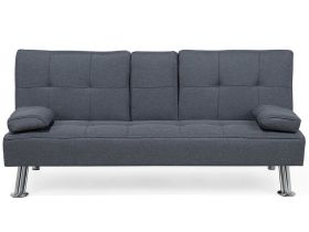 Sofa Bed Dark Grey 3 Seater Drop Down Table Click Clack 