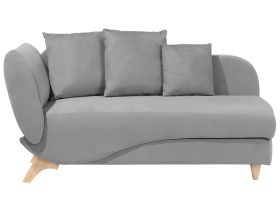 Left Hand Chaise Lounge in Light Grey with Storage Container 