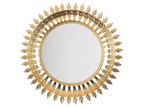 Wall Mounted Hanging Mirror Gold 60 cm Round Sunburst Sun Shape 