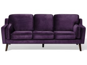 Sofa Violet 3 Seater Velvet Wooden Legs Classic 