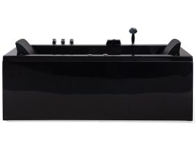 Bath Black Acrylic 183 x 90 cm Right Hand Massage Jets Headrest LED Lights 
