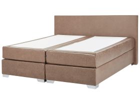 EU Super King Size Continental Bed 6ft Brown Faux Leather with Pocket Spring Mattress 