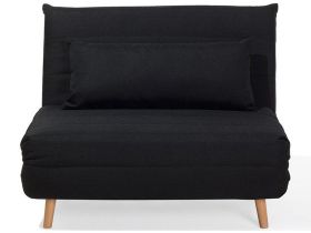 Small Sofa Bed Black Fabric 1 Seater Fold-Out Sleeper Armless Scandinavian 