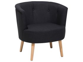 Armchair Black Upholstered Tub Chair Retro Style 