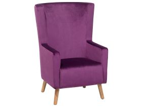 Wingback Chair Pink Purple Upholstery High Back Wooden Legs 