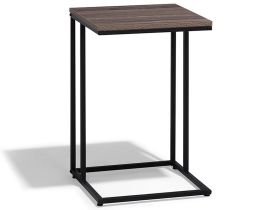 Side Table Taupe Wood U-Shape Black Metal Frame Industrial Style Particle Board Top Living Room 