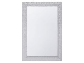 Wall-Mounted Hanging Mirror Silver 61 x 91 cm Vertical Living Room Bedroom Dresser Gesso Finish 