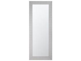 Wall-Mounted Hanging Mirror Silver 50 x 130 cm Vertical Living Room Bedroom Dresser Gesso Finish 