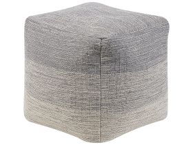 Pouffe Grey and White Cotton 3 Stripes Cube Boho Scandinavian 