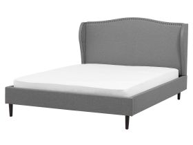 Bed Frame Grey Fabric Upholstery King Size 5ft 3 Traditional 