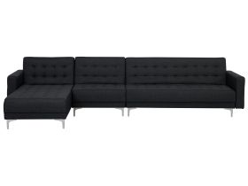 Corner Sofa Bed Graphite Grey Tufted Fabric Modern L-Shaped Modular 5 Seater Right Hand Chaise Longue 