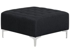 Ottoman Graphite Grey Tufted Fabric Modern Living Room Square Footstool Silver Legs 