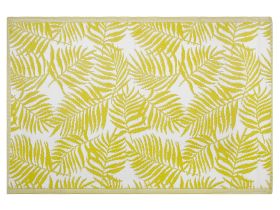 Outdoor Rug Mat Yellow Synthetic 120 x 180 cm Palm Leaf Floral Pattern Eco Friendly Modern 