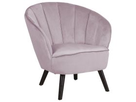 Armchair Pink Velvet Fabric Upholstery Glam Shell Back Accent Chair 