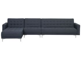 Corner Sofa Bed Dark Grey Tufted Fabric Modern L-Shaped Modular 5 Seater Right Hand Chaise Longue 