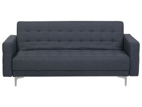 Sofa Bed Dark Grey Tufted Fabric Modern Living Room Modular 3 Seater Silver Legs Track Arm 