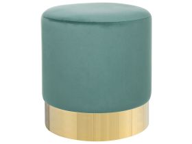 Footstool Green Velvet Round Dressing Pouffe Glam Stool with Gold 