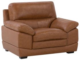 Armchair Brown Leather 85L x 115W x 89H cm Extra Seating Space Retro 