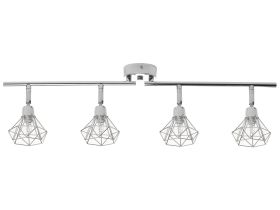 Ceiling Lamp Silver Metal 4 Light Cage Shades Adjustable Arms Modern 