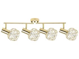 Ceiling Lamp Gold Metal 4 Light Cage Shades Adjustable Arms Modern 