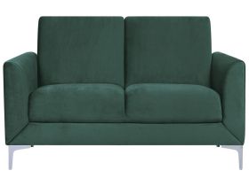 Sofa Green Fabric Upholstery Silver Legs 2 Seater Loveseat Glam 