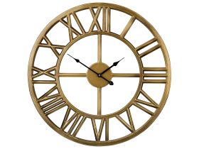 Wall Clock Gold Iron Frame Classic Design Roman Numerals Round 61 cm 