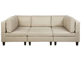 U Shaped Modular Sofa Beige Fabric 5 Seater with Ottoman 