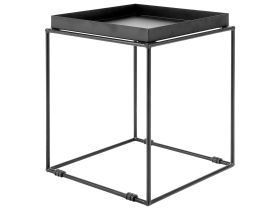 Side Table Black Metal 50 x 40 x 40 cm Tray Tabletop Industrial Accent Table 