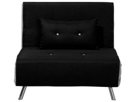 Sofa Bed Black Fabric Upholstery Single Sleeper Fold Out Chair Bed 
