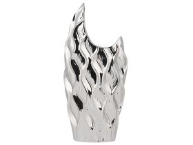 Decorative Flower Vase Silver Ceramic Honeycomb Pattern Glamour 
