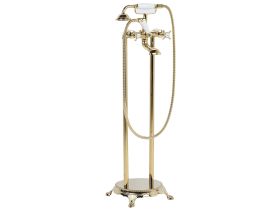 Bathtub Faucet Golden Brass Freestanding 98 cm with Hand Shower Modern 