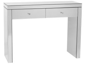 Console Table Silver Glass 2 Drawers Crystal Knobs Modern Glam 