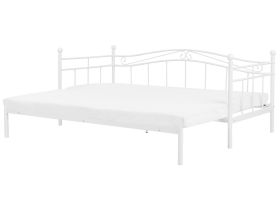 Daybed Trundle Bed White EU Single 3ft to EU Super King Size 6ft Slatted Base Pull-Out Convertible 