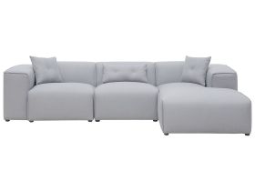 Corner Sofa Light Grey 3 Seater Extra Scatter Cushions Modern 