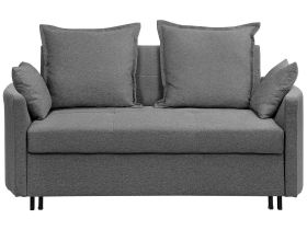 2 Seater Sofa Bed Grey Sleeping Function Profiled Armrests 