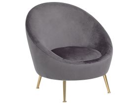 Tub Chair Grey Velvet 76L x 80W x 81H cm Accent Gold Legs Glam Retro 