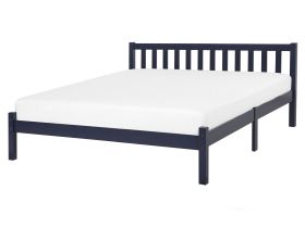 Double Bed Frame Blue Pine Wood 160 x 200 cm King Size Slatted 