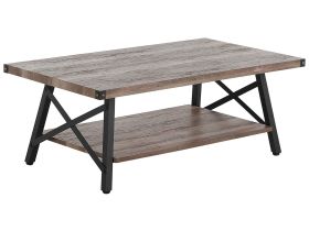 Coffee Table Taupe Wood with Storage Shelf 100 x 55 cm Modern Industrial Living Room 