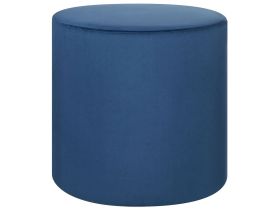 Round Velvet Dark Blue Ottoman Pouffe Footstool 