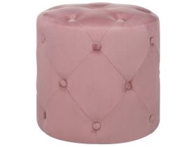 Round Tufted Pink Ottoman Pouffe Quilted Footstool Chesterfield 
