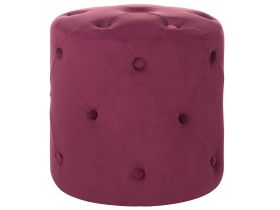 Round Tufted Dark Red Ottoman Pouffe Quilted Footstool Chesterfield 