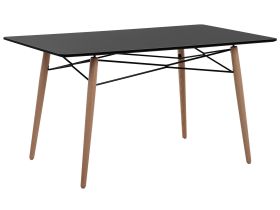 Dining Table Light Wood Black Top 140 x 80 cm Modern Scandinavian 