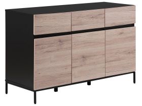 Sideboard Light Wood with Black Top 3 Drawers Cabinets Chest of Drawers 