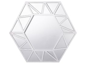 Wall Hanging Mirror Silver 70 x 80 cm Hexagonal Geometric Frame 