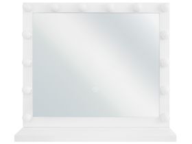 Vanity Mirror with LED White Metal 50 x 60 cm Rectangular Hollywood Illuminated Bulbs Dressing Table 