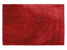 Shaggy Area Rug Red Cotton Polyester Blend 140 x 200 cm Fluffy Dense Pile  