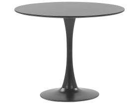Round Dining Table Black 90 cm Metal Base 4 Seater Kitchen  