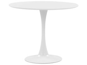 Round Dining Table White 90 cm Metal Base 4 Seater Kitchen  